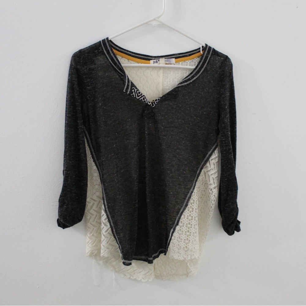 Jolt Black and Cream Long Sleeve Top